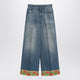 Valentino Blue Washed Jeans With Jacquard Bottoms