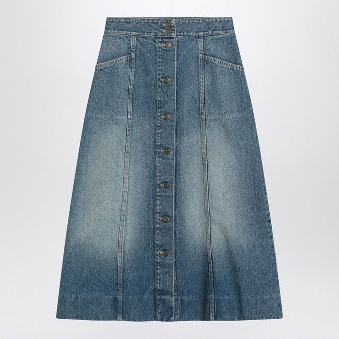 Valentino  Washed Denim Midi Skirt