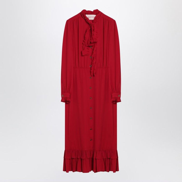 Valentino  Red Dress With Ruffled Bow