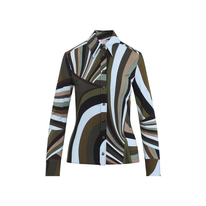 Emilio Pucci Khaki Blue Shirt