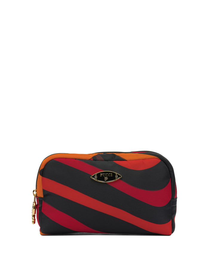 Emilio Pucci Marmo Orange Polyamide Calf Leather Beauty Case