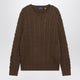 Polo Ralph Lauren Brown Cable-Knit Cotton Crewneck Sweater