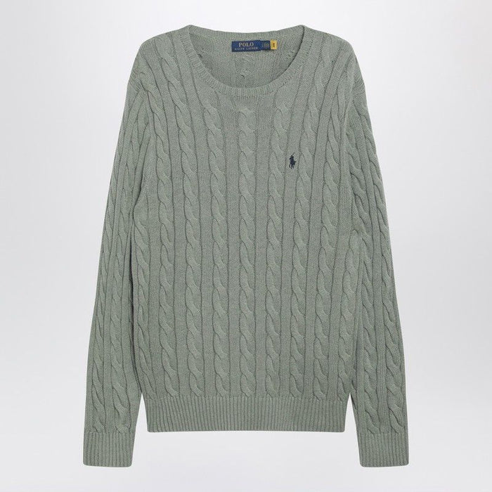 Polo Ralph Lauren Greygreen Cotton Cableknit Sweater