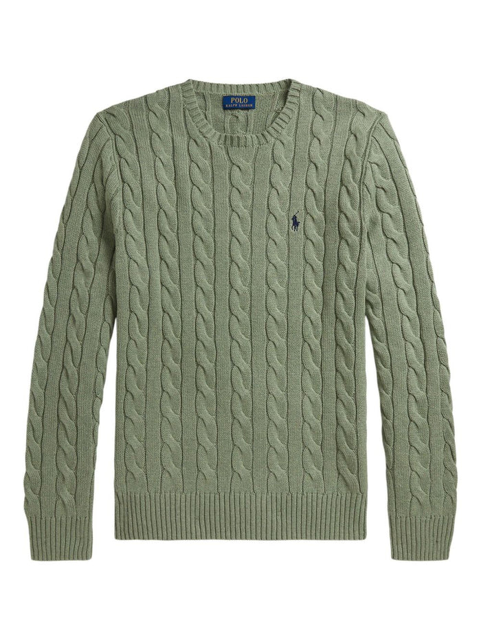 Ralph Lauren Green Cable Knit Cotton Sweater