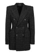 Balenciaga Hourglass Jacket In Shiny Black Tweed