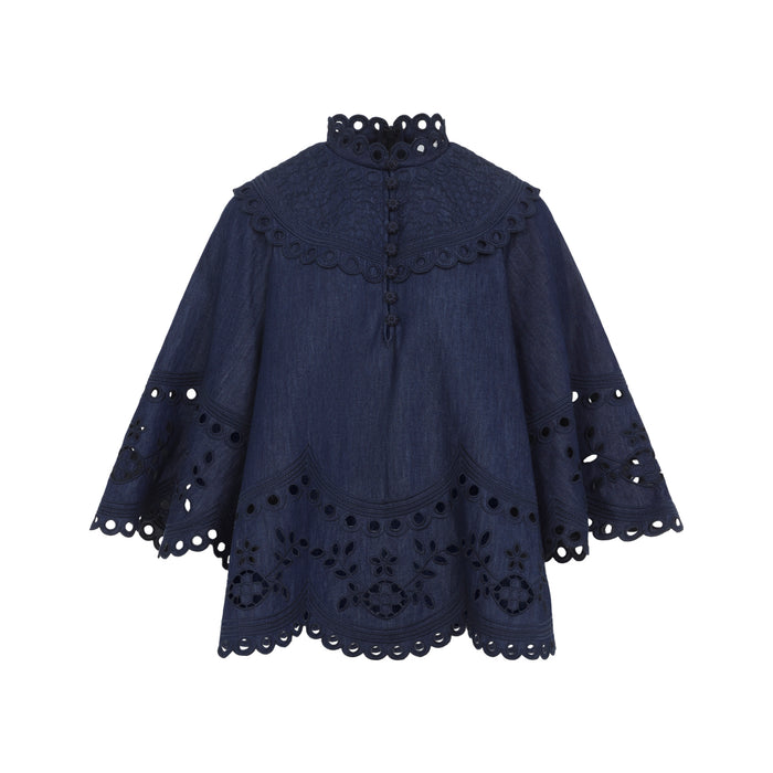 Zimmermann Ink Mahon Broderie Denim Top