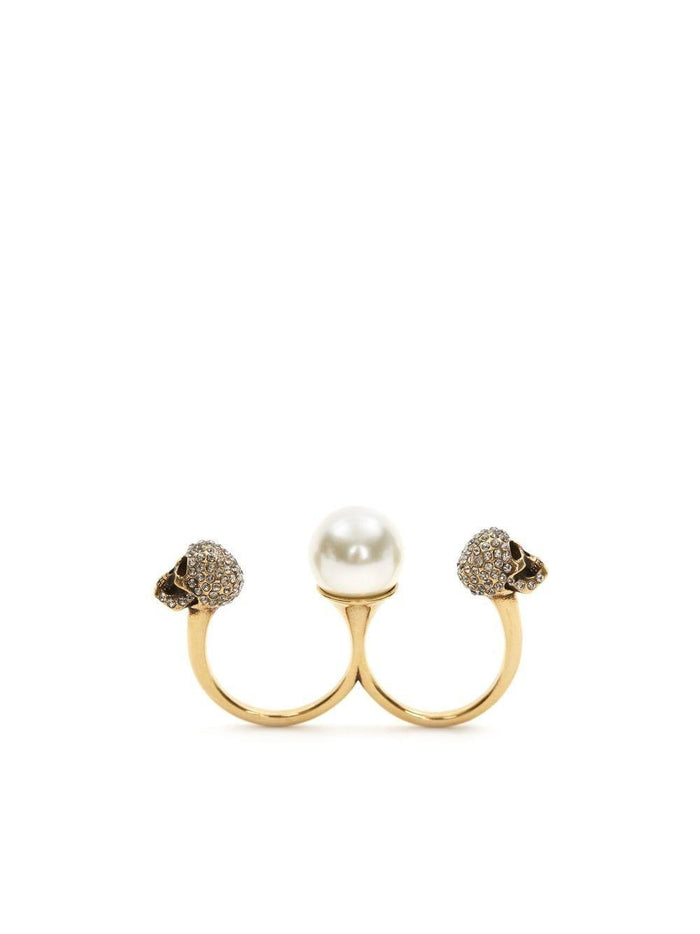 Alexander Mcqueen Pearl N Skl Dlb Ring