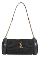 Saint Laurent Black Raffia And Leather Cassandre Shoulder Bag