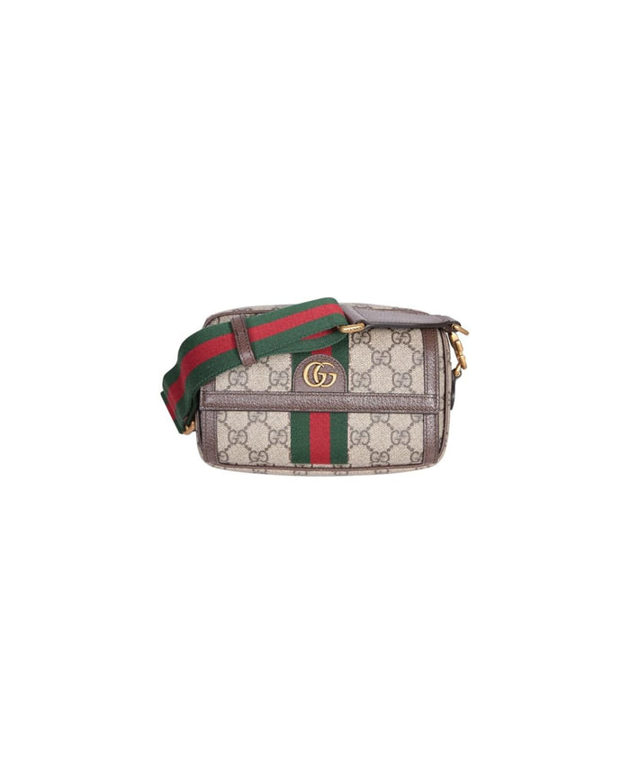 Gucci Gg Supreme Ad Leather Mini Ophidia Crossbody Bag