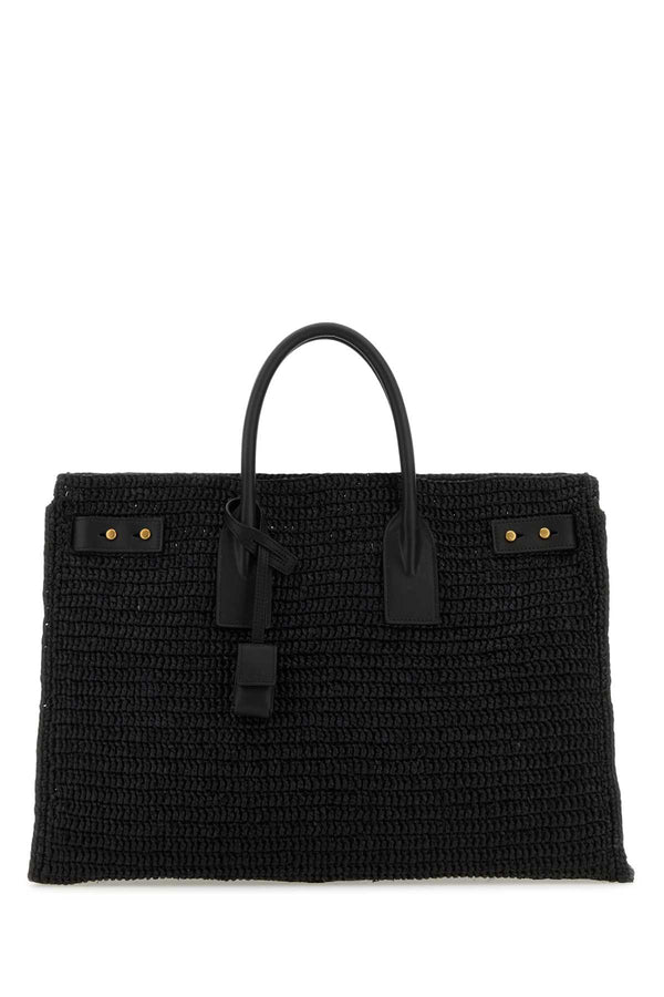 Saint Laurent Black Raffia Medium Sac De Jour Shopping Bag