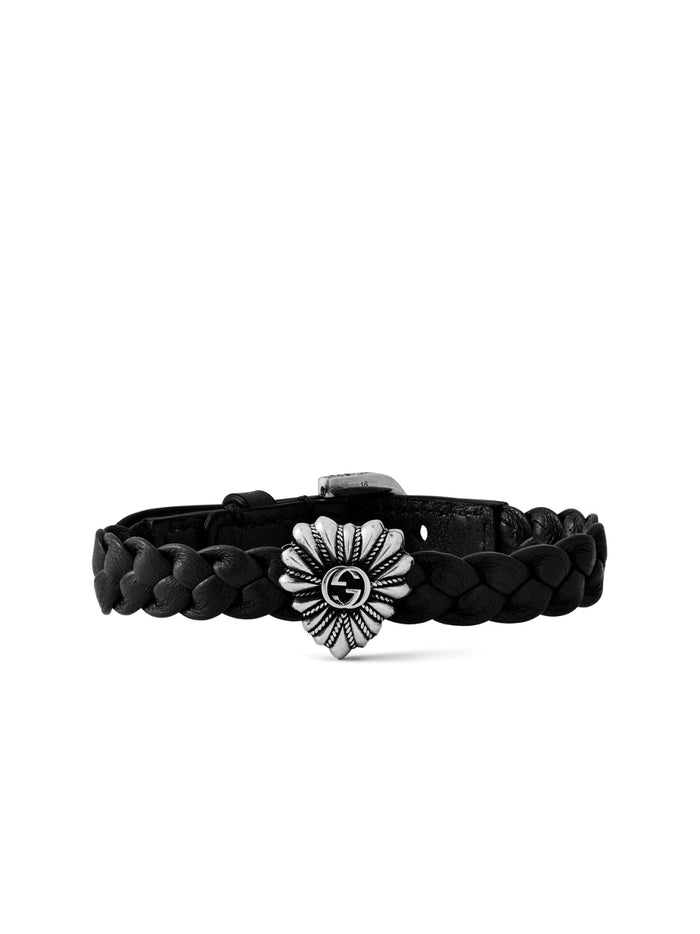 Gucci Gg Logo Leather Chain Bracelet