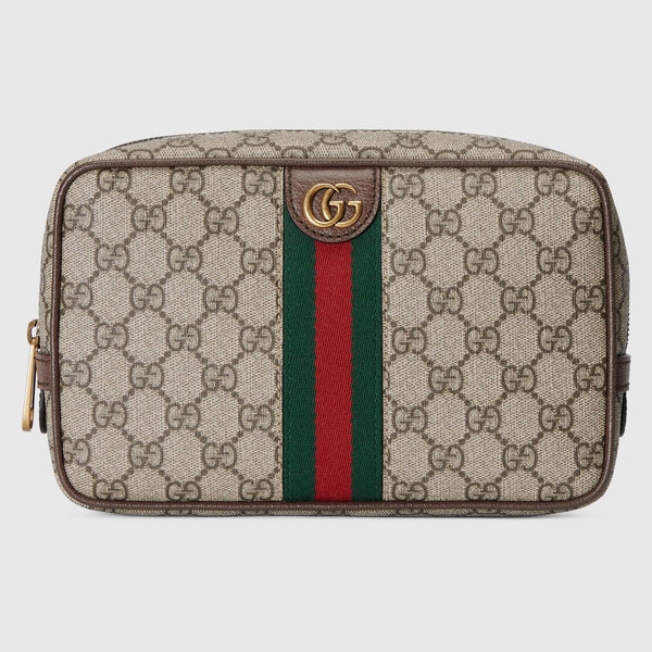 Gucci Savoy Nude Canvas Leather Toiletry Case