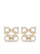 Ferragamo Crystal Embellished Four Gancini Clip On Earrings