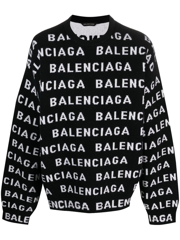 Balenciaga Allover Logo Crewneck Sweater
