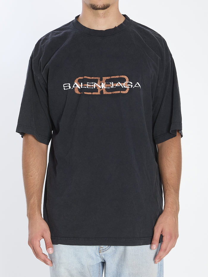 Balenciaga Black Cotton Medium Fit T-Shirt