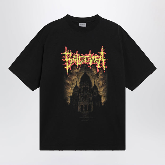 Balenciaga Black Oversized T-Shirt With Logo Print