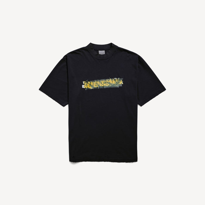 Balenciaga Mens Messy Spray Cotton Jersey Tshirt In Black