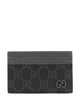 Gucci Anthracite Grey Calf Leather Signature Gg Supreme Print Card Slots Signature Interlocking G Logo Plaque Rear Card Slots