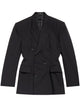 Balenciaga Black Barathea Oversize Cinched Blazer