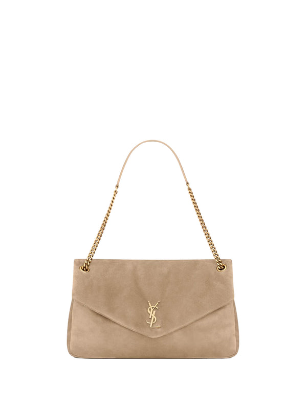 Saint Laurent Dove Grey Suede Leather Large Calypso Shoulder Bag