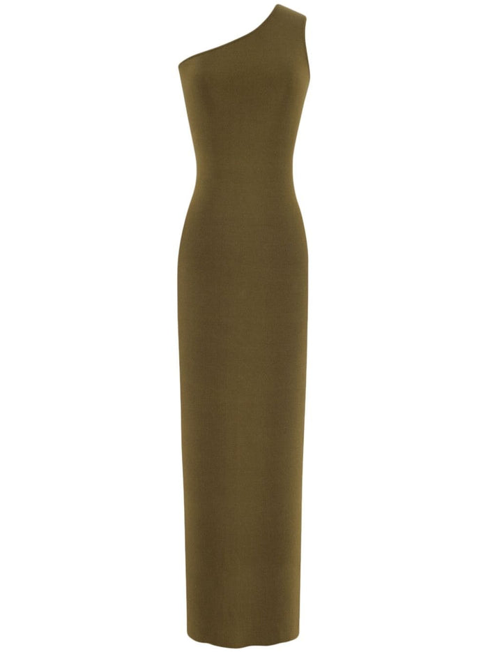Saint Laurent One-Shoulder Silk Long Dress
