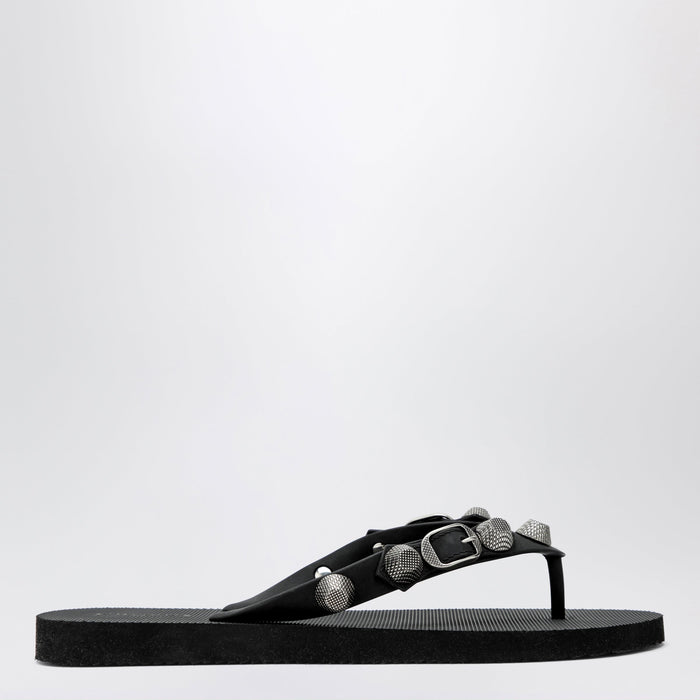 Balenciaga Cagole Black Rubber Thong Slides