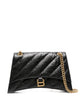 Balenciaga Black Leather Medium Crush Shoulder Bag