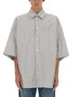 Bottega Veneta Striped Overshirt With Bv Embroidery