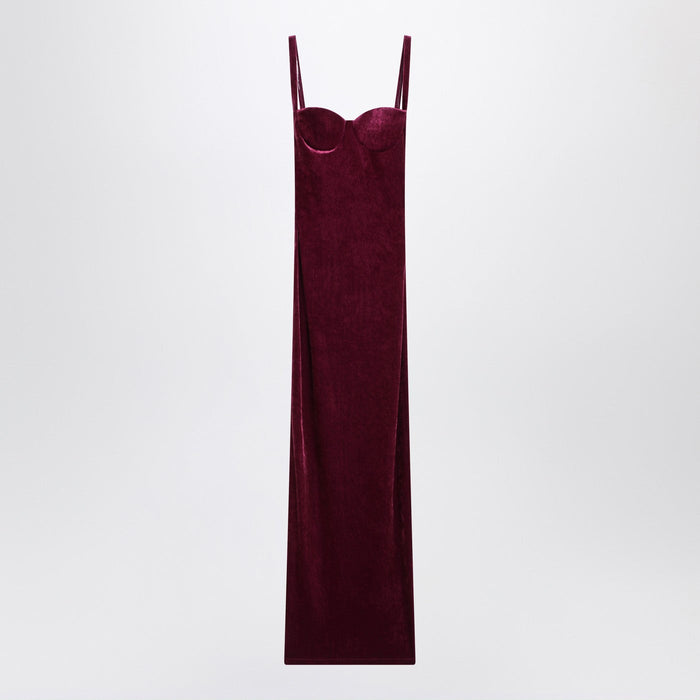 Balenciaga Long Plum-Colored Velvet Dress