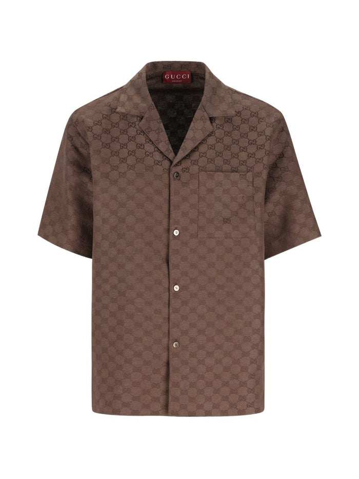 Gucci Gg Linen Blend Bowling Shirt