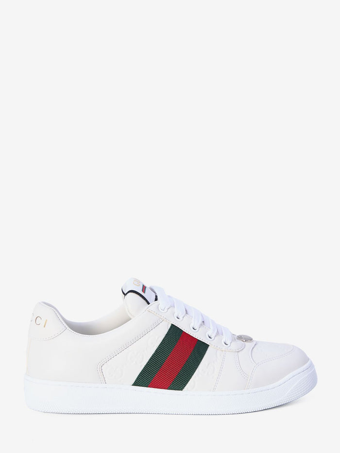 Gucci White Leather Screener Sneakers