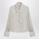 Valentino Light Beige Silkblend Shirt With Ruffles