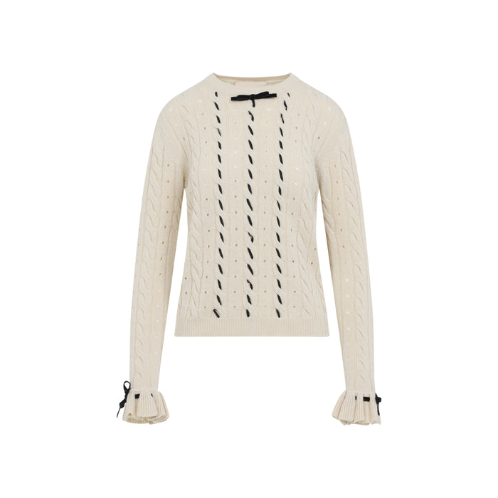 Valentino Betulla White Virgin Wool Sweater