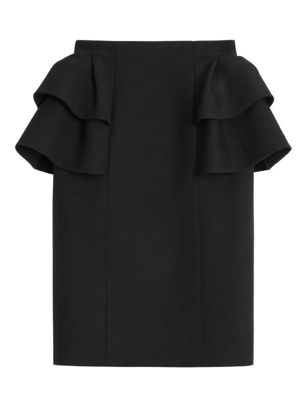Valentino  Black Skirt With Ruffles On The Sides