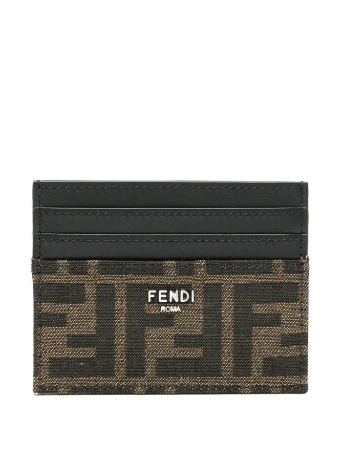 Fendi Ff Jacquard Leather Card Holder