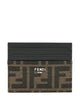 Fendi Ff Jacquard Leather Card Holder