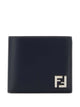 Fendi Squared Ff Leather And Ff Canvas Compact Bi-Fold Wallet