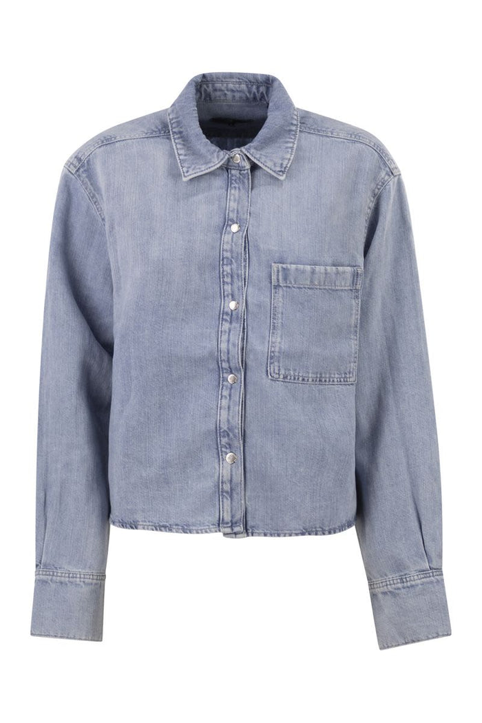 7 For All Mankind Lightweight Cotton And Linen Denim Shirt With Pocket