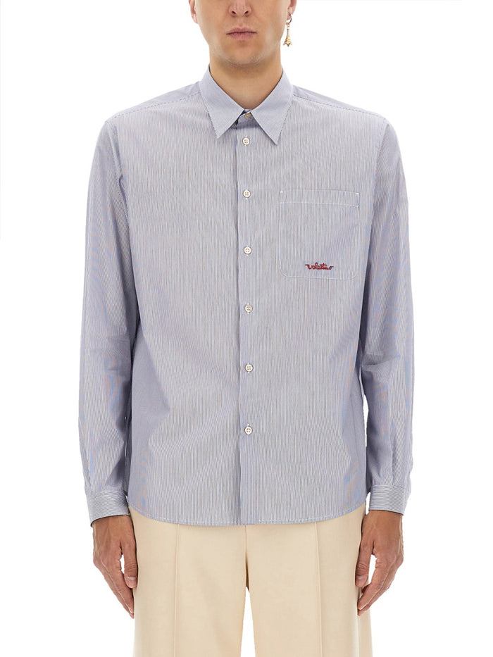 Valentino  Light Blue Cotton Shirt With Logo