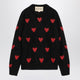 Valentino  Jacquard Heart Pattern Sweater Black/Red
