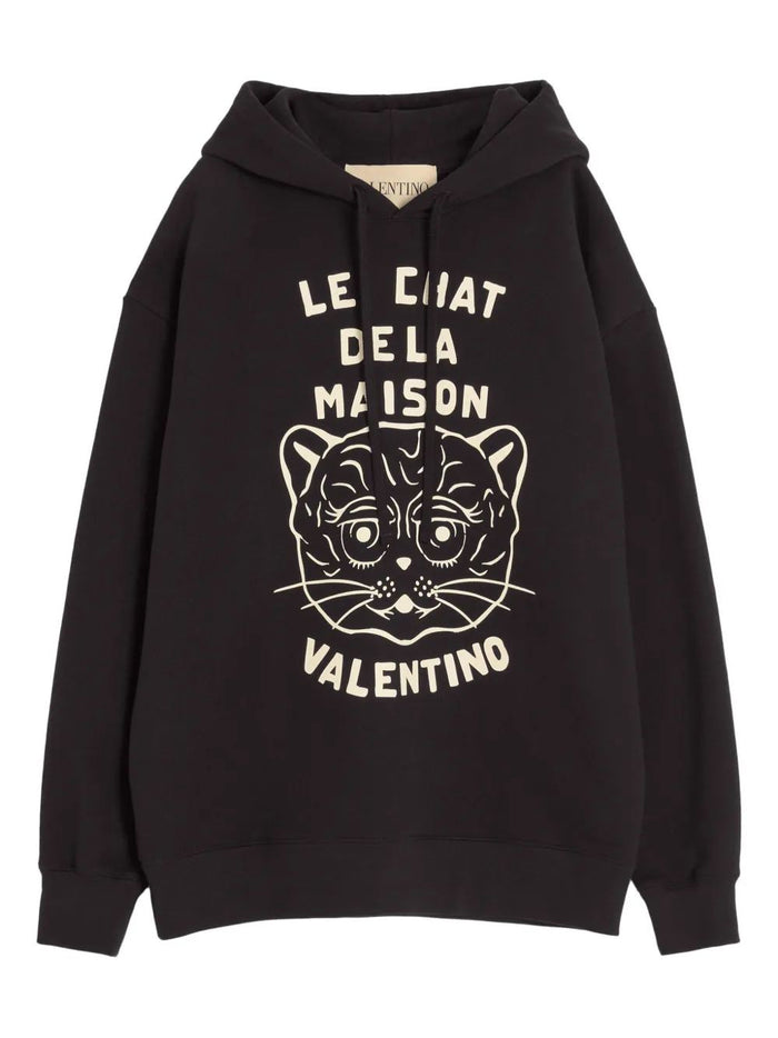 Valentino  Black Sweatshirt With Le Chat De La Maison Patch