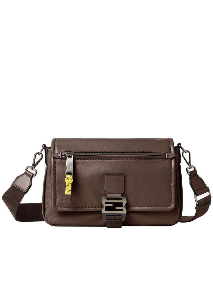 Fendi Flux Brown Leather Messenger Bag