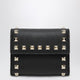 Valentino Garavani Rockstud Trifold Wallet In Black Grained Calfskin