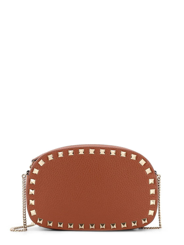 Valentino Garavani Brown Leather Rockstud Crossbody Bag