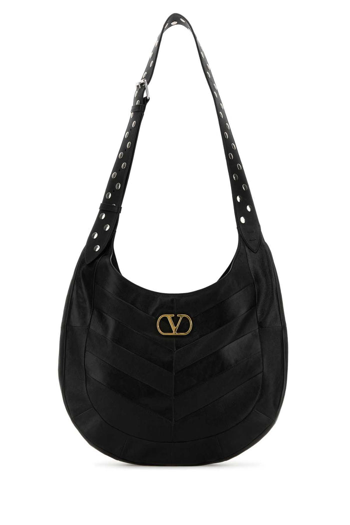 Valentino Garavani Black Leather  Vlogo Signature Crossbody Bag