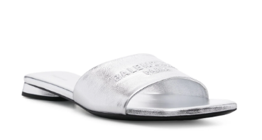 Balenciaga Silver-Tone Metallic Leather Slip-Ons