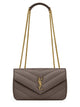 Saint Laurent Dark Grey Leather Small Loulou Shoulder Bag
