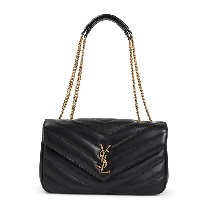 Saint Laurent Black Leather Medium Loulou Shoulder Bag