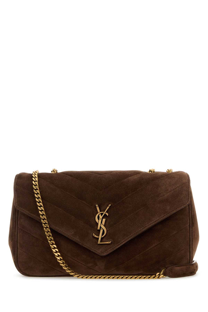Saint Laurent Brown Suede Medium Loulou Shoulder Bag