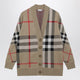 Burberry Beige Check Cardigan In Wool Blend
